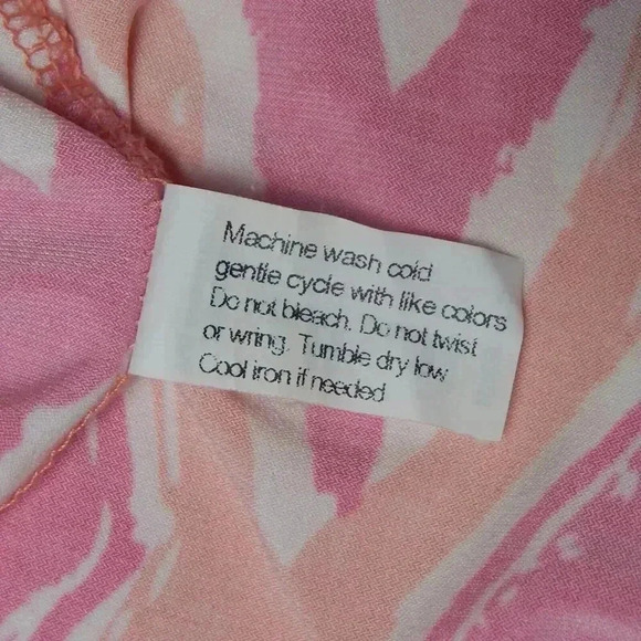 Tori Richard Tie Waist Dress Size Large Pink Blouson Cap Sleeve Mini V-Neck - Picture 6 of 6